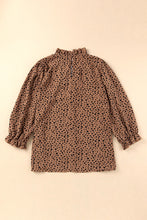Load image into Gallery viewer, Animal Print Ruffle Collar Flounce Sleeve Blouse