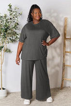 Load image into Gallery viewer, Double Take Full Size Round Neck Slit Top and Pants Set