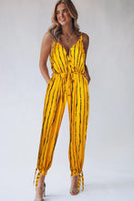 Load image into Gallery viewer, Striped Contrast Tie Ankle Spaghetti Strap Jumpsuit