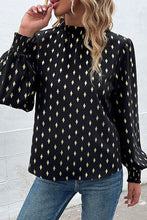 Load image into Gallery viewer, Geometric Print Frill Neck Lantern Sleeve Blouse