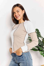 Load image into Gallery viewer, Double Take Color Block Exposed Seam Top