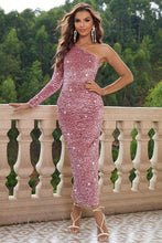 Load image into Gallery viewer, One-Shoulder Long Sleeve Dress - hc