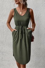 Load image into Gallery viewer, V-Neck Curved Hem Sleeveless Dress