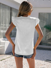 Load image into Gallery viewer, Notched Neck Butterfly Sleeve Blouse