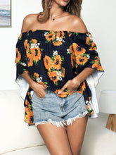 Load image into Gallery viewer, Floral Print Off-Shoulder Flounce Sleeve Blouse