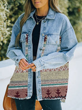 Load image into Gallery viewer, Collared Neck Dropped Shoulder Denim Jacket