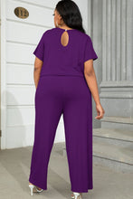 Load image into Gallery viewer, Plus Size Drawstring Waist Short Sleeve Jumpsuit