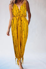 Load image into Gallery viewer, Striped Contrast Tie Ankle Spaghetti Strap Jumpsuit