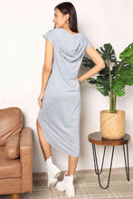 Load image into Gallery viewer, Double Take Short Sleeve Front Slit Hooded Dress