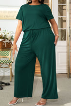 Load image into Gallery viewer, Plus Size Drawstring Waist Short Sleeve Jumpsuit