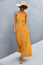 Load image into Gallery viewer, Printed Sleeveless Tie Waist Maxi Dress