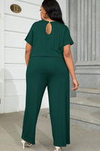 Load image into Gallery viewer, Plus Size Drawstring Waist Short Sleeve Jumpsuit