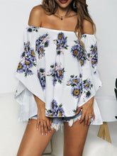Load image into Gallery viewer, Floral Print Off-Shoulder Flounce Sleeve Blouse