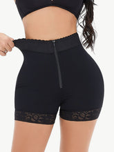 Load image into Gallery viewer, Full Size Zip-Up Lace Trim Shaping Shorts