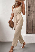 Load image into Gallery viewer, Textured Sleeveless Jumpsuit with Pockets