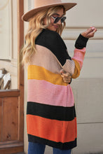 Load image into Gallery viewer, Striped Waffle Knit Open Front Cardigan