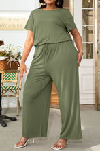 Load image into Gallery viewer, Plus Size Drawstring Waist Short Sleeve Jumpsuit
