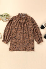 Load image into Gallery viewer, Animal Print Ruffle Collar Flounce Sleeve Blouse