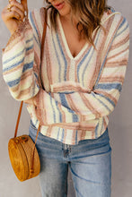 Load image into Gallery viewer, Striped Hooded Sweater with Kangaroo Pocket