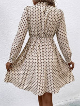Load image into Gallery viewer, Printed Ruched Mock Neck Long Sleeve Dress