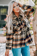 Load image into Gallery viewer, Plaid Button Front Shirt Jacket with Breast Pockets