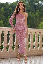 Load image into Gallery viewer, One-Shoulder Long Sleeve Dress - hc