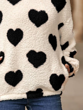 Load image into Gallery viewer, Fuzzy Heart Pocketed Dropped Shoulder Hoodie
