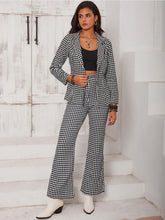 Load image into Gallery viewer, Checkered Blazer &amp; Slit Pants Set
