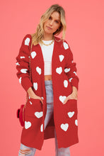 Load image into Gallery viewer, Heart Graphic Open Front Cardigan with Pockets
