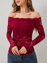 Load image into Gallery viewer, Off-Shoulder Long Sleeve Lace Top
