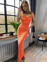 Load image into Gallery viewer, Backless Cowl Neck Sleeveless Cami Dress - hc
