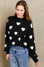 Load image into Gallery viewer, Woven Right Heart Pattern Lantern Sleeve Round Neck Tunic Sweater
