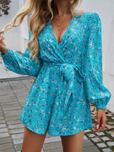 Load image into Gallery viewer, Devine Tied Surplice Long Sleeve Romper
