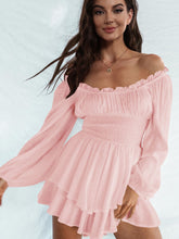 Load image into Gallery viewer, Off Shoulder Smocked Waist Romper
