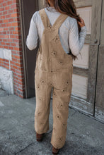 Load image into Gallery viewer, Flower Wide Strap Overalls with Pockets
