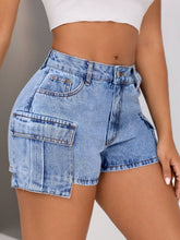 Load image into Gallery viewer, Mid-Rise Waist Denim Shorts with Pockets
