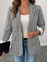 Load image into Gallery viewer, Single-Breasted Lapel Collar Plaid Blazer
