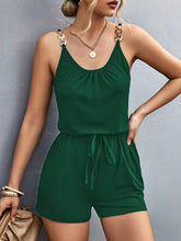 Load image into Gallery viewer, Pocketed Buckle Trim Scoop Neck Romper
