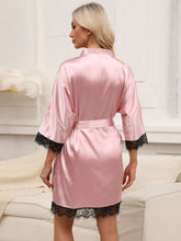 Load image into Gallery viewer, Tied Lace Detail Three-Quarter Sleeve Lounge Nightgown
