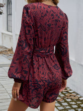 Load image into Gallery viewer, Devine Tied Surplice Long Sleeve Romper
