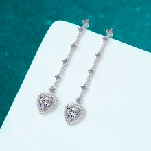 Load image into Gallery viewer, 2 Carat Moissanite Zircon 925 Sterling Silver Heart Earrings
