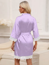 Load image into Gallery viewer, Tied Lace Detail Three-Quarter Sleeve Lounge Nightgown
