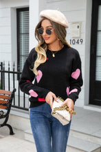 Load image into Gallery viewer, Angel Wings Heart Round Neck Droppped Shoulder Sweater
