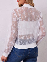Load image into Gallery viewer, Lace Baseball Collar Zip Up Jacket
