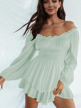 Load image into Gallery viewer, Off Shoulder Smocked Waist Romper
