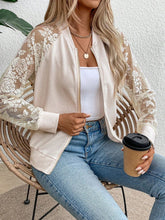 Load image into Gallery viewer, Lace Baseball Collar Zip Up Jacket
