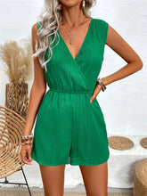 Load image into Gallery viewer, Textured Surplice Sleeveless Romper
