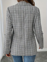 Load image into Gallery viewer, Single-Breasted Lapel Collar Plaid Blazer
