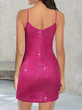 Load image into Gallery viewer, Full Size Sequin V-Neck Mini Cami Dress -hc
