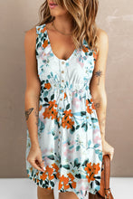Load image into Gallery viewer, Sunflower Print Button Down Sleeveless Dress
